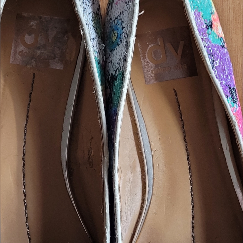 DV by Dolce Vita Hanna Botanical Sequin Loafers Multicolor Sparkle Flats Size 8. - Picture 9 of 10